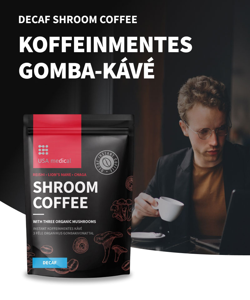 Koffeinmentes gomba-kávé 3 organikus gombakivonattal